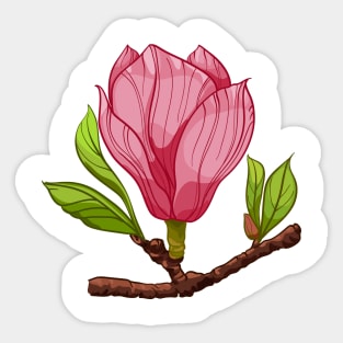 branch of pink magnolia Sticker